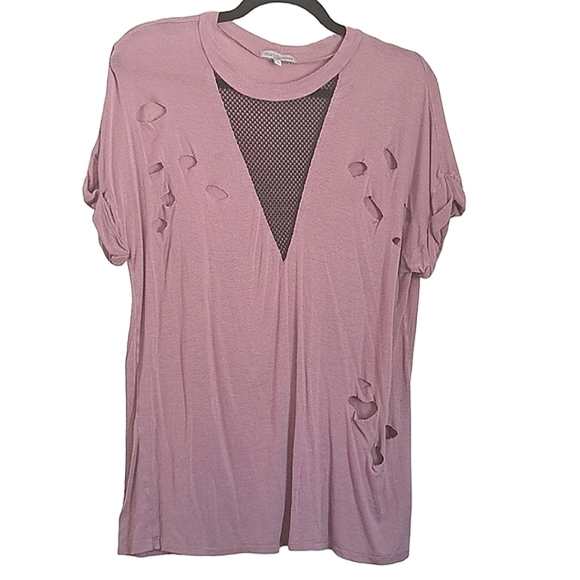 Charlotte Russe Tops - Charlotte Russe Pink Distressed Short Sleeve Tee